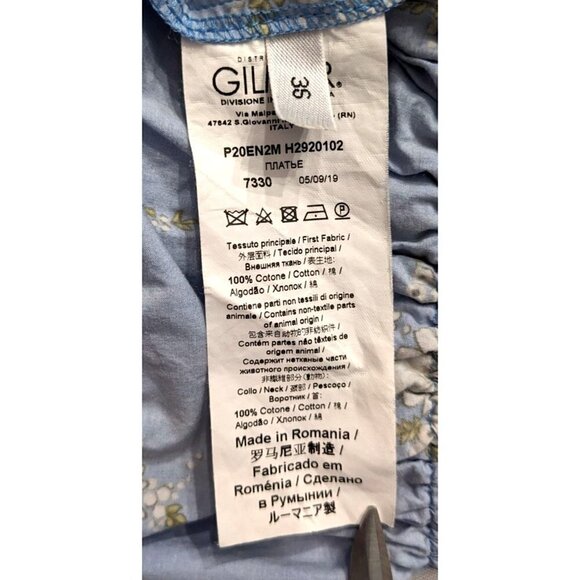 NO. 21 Floral Blue Fantasia Base Midi Dress 100% Cotton Long Sleeve Size 36 XS - Picture 5 of 12